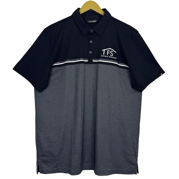 Travis Mathew Sunset Blocked Polo Shirt Golf Mens Size XL Black Gray Heather NWT - Picture 1 of 9